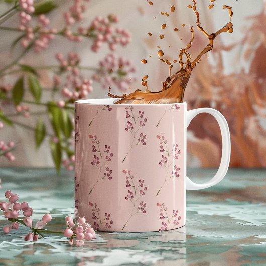 Modernes Muster der Aquarellroten Blume Kaffeetasse