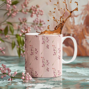 Modernes Muster der Aquarellroten Blume Zweifarbige Tasse