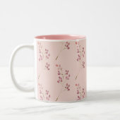 Modernes Muster der Aquarellroten Blume Zweifarbige Tasse (Links)