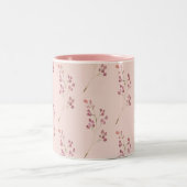 Modernes Muster der Aquarellroten Blume Zweifarbige Tasse (Mittel)