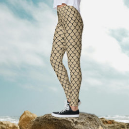 Modernes Muster der beigen Meerjungfische mit Scal Leggings