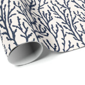 Modernes Muster der blauen botanischen Pflanze Geschenkpapier (Rolleneckpunkt)