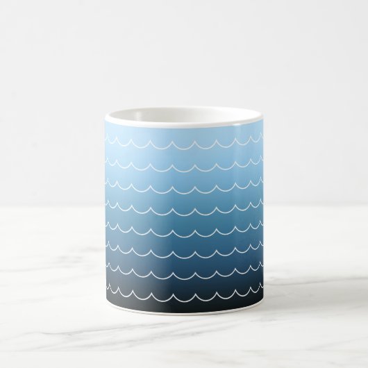 Modernes Muster der Blauen Wave Kaffeetasse (Mittel)