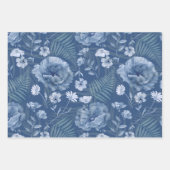 Modernes Muster der blauen Wildblume Geschenkpapier Set (Vorderseite)