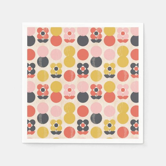 Modernes Muster der Blume Mitte des Jahrhunderts Serviette (Vorderseite)