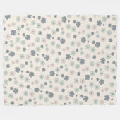 Modernes Muster der Eis-Blau-Blumenblumenblätter Fleecedecke (Vorderseite (Horizontal))
