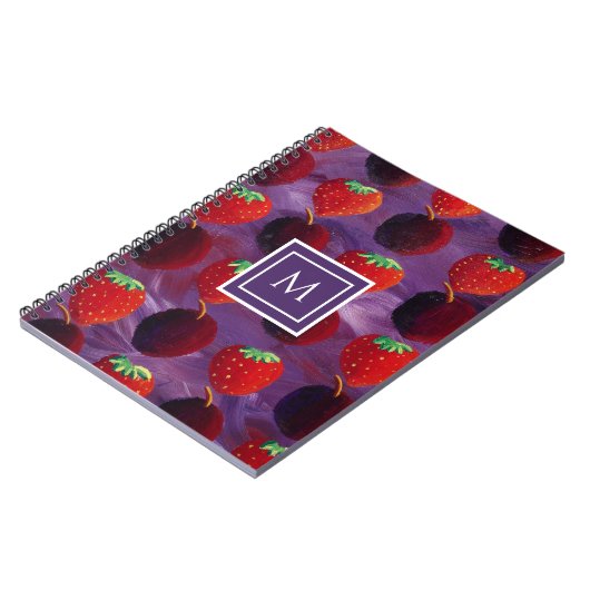 Modernes Muster der ersten Monogram Sommerfrüchte Notizblock (Linke Seite)