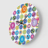 Modernes Muster der farbenfrohen Kreise des Mittel Große Wanduhr (Winkel)