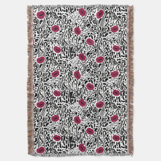 Modernes Muster der Lippenstift-LippenB&W Decke (Vorderseite Vertikal)