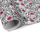 Modernes Muster der Lippenstift-LippenB&W Geschenkpapier (Rolleneckpunkt)