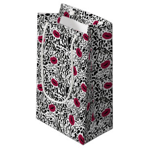 Modernes Muster der Lippenstift-LippenB&W Kleine Geschenktüte