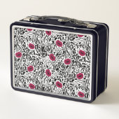 Modernes Muster der Lippenstift-LippenB&W Metall Brotdose (Rückseite)