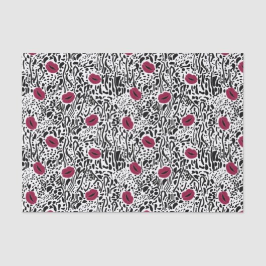 Modernes Muster der Lippenstift-LippenB&W Seidenpapier (Vorderseite)