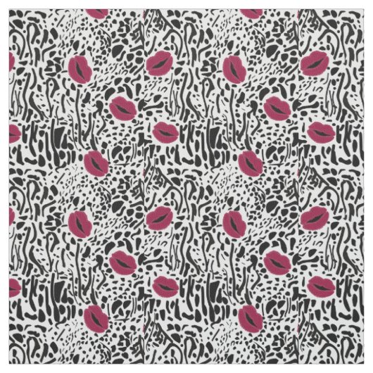 Modernes Muster der Lippenstift-LippenB&W Stoff (Muster)