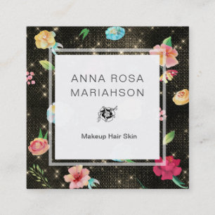 *~* Modernes Muster der Rose Muster Gold-Sequenzer Quadratische Visitenkarte