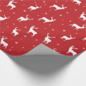 Modernes Muster der Schneeflocken-Rentierfliege Geschenkpapier (Ecke)