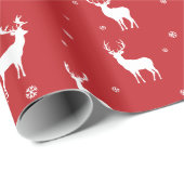 Modernes Muster der Schneeflocken-Rentierfliege Geschenkpapier (Rolleneckpunkt)