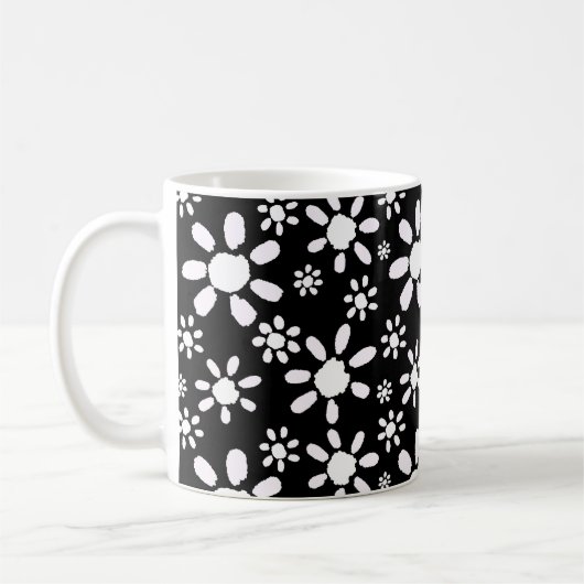Modernes Muster der Schwarzen Blume Kaffeetasse (Links)