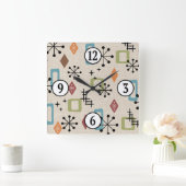 Modernes Muster der Sternexplosion des Atomzeitalt Quadratische Wanduhr (Zuhause)