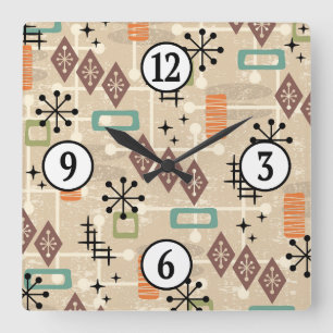 Modernes Muster der Sternexplosion des Atomzeitalt Quadratische Wanduhr