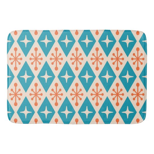 Modernes Muster der Sternexplosion Mitte des Jahrh Badematte (Vorderseite)