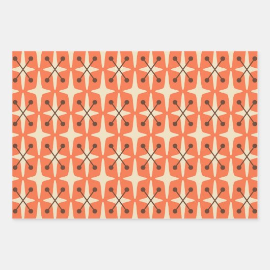 Modernes Muster der Sternexplosion Mitte des Jahrh Geschenkpapier Set (Vorderseite)