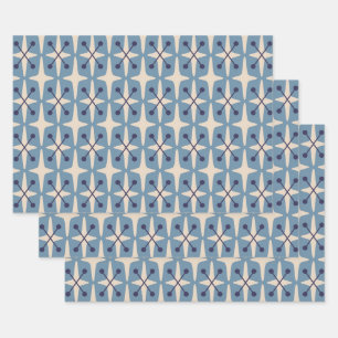 Modernes Muster der Sternexplosion Mitte des Jahrh Geschenkpapier Set