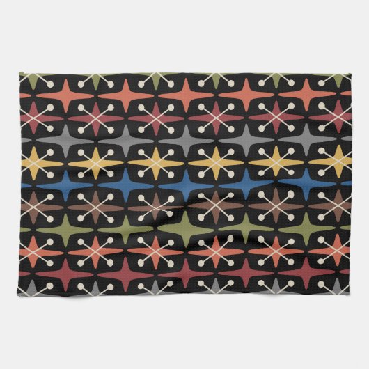 Modernes Muster der Sternexplosion Mitte des Jahrh Geschirrtuch (Horizontal)