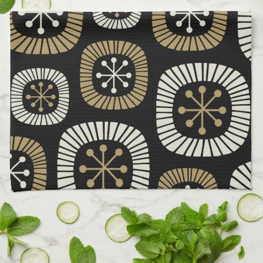 Modernes Muster der Sternexplosion Mitte des Jahrh Geschirrtuch (Gefaltet)