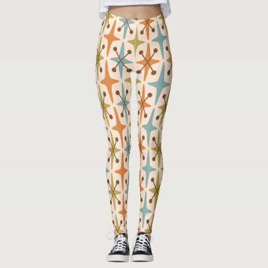 Modernes Muster der Sternexplosion Mitte des Jahrh Leggings (Vorderseite)