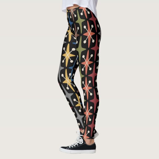 Modernes Muster der Sternexplosion Mitte des Jahrh Leggings (Links)