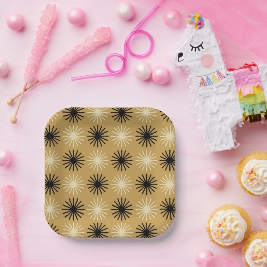 Modernes Muster der Sternexplosion Mitte des Jahrh Pappteller (Party)