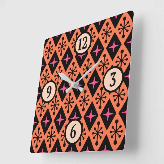 Modernes Muster der Sternexplosion Mitte des Jahrh Quadratische Wanduhr (Winkel)