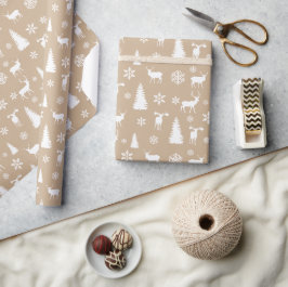 Modernes Muster der weißen Hirschschschneeflocken Geschenkpapier