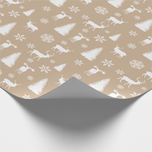 Modernes Muster der weißen Hirschschschneeflocken Geschenkpapier (Ecke)