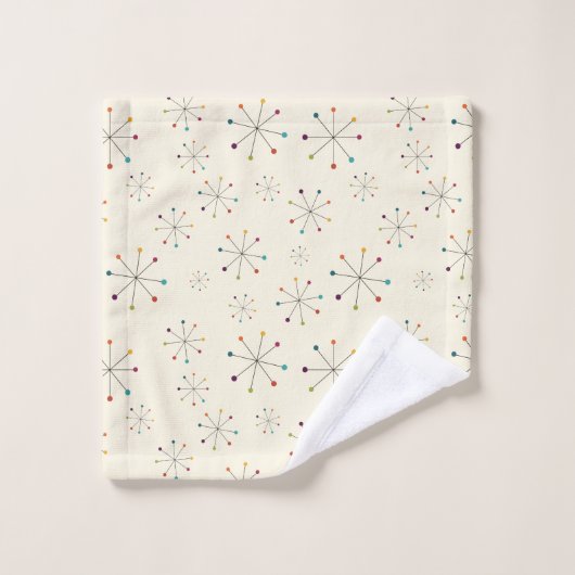 Modernes Muster des Atomzeitalters Mitte des Jahrh Badhandtuch Set (Waschlappen)