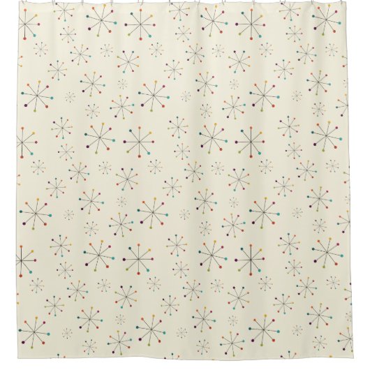 Modernes Muster des Atomzeitalters Mitte des Jahrh Duschvorhang (Vorderseite)