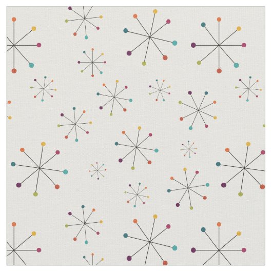 Modernes Muster des Atomzeitalters Mitte des Jahrh Stoff (Nahaufnahme)