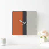 Modernes Muster des silbergrauen Navy Orange Red S Quadratische Wanduhr (Zuhause)