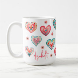 Modernes Muster eines Blumenherzes Kaffeetasse