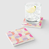 Modernes Muster - farbenfrohe Collage aus dem Mitt Steinuntersetzer (Seitenansicht)