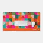 Modernes Muster - farbenfroher Retroname Schreibtischunterlage (Tastatur & Maus)