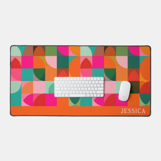 Modernes Muster - farbenfroher Retroname Schreibtischunterlage (Tastatur & Maus)