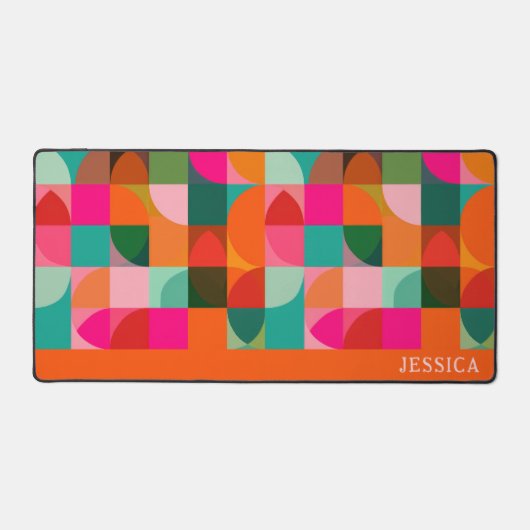 Modernes Muster - farbenfroher Retroname Schreibtischunterlage (Vorderseite)