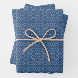 Modernes Muster für die blaue geometrische Blume d Geschenkpapier Set