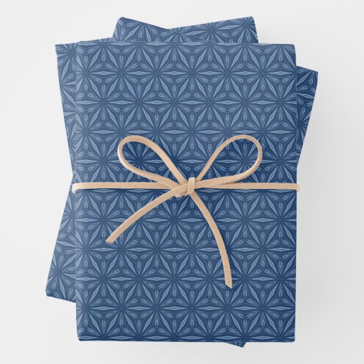 Modernes Muster für die blaue geometrische Blume d Geschenkpapier Set (Beispiel)