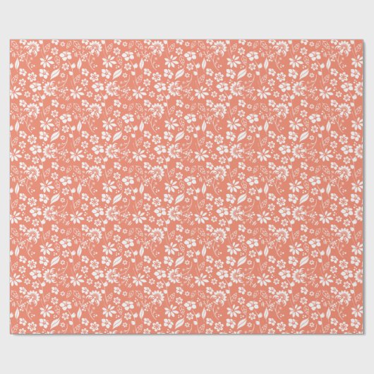 Modernes Muster für die Blume Corner Peach Geschenkpapier (Flach)