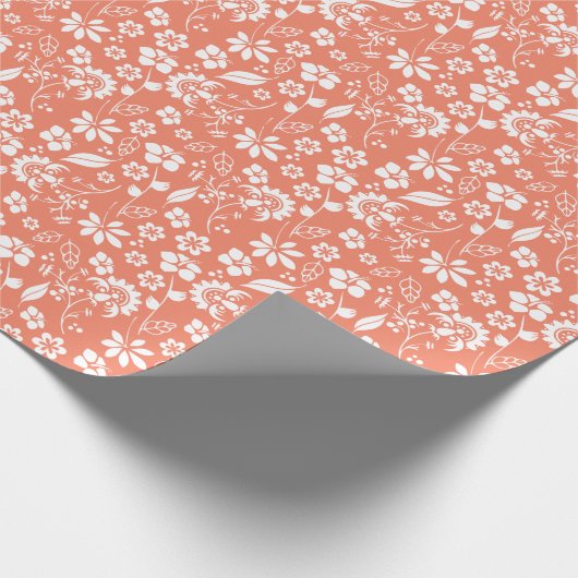 Modernes Muster für die Blume Corner Peach Geschenkpapier (Ecke)