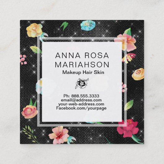 ** Modernes Muster für die Rose mit Blumenmuster S Quadratische Visitenkarte (Rückseite)