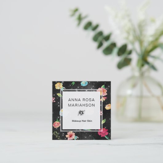 ** Modernes Muster für die Rose mit Blumenmuster S Quadratische Visitenkarte (Stehend Vorderseite)